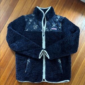 Vineyard Vines Navy Quilted Jacket with Cream Trim